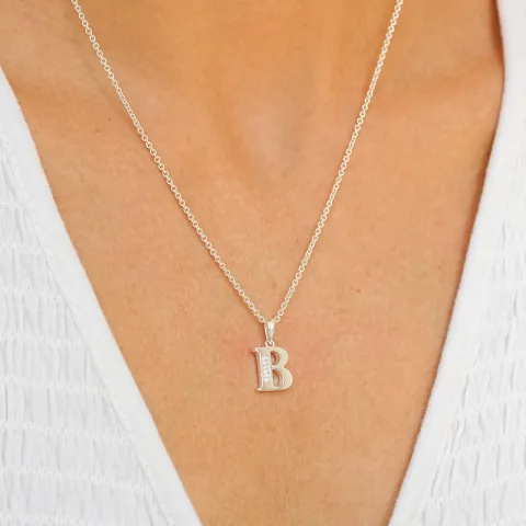 letter b zirkoon hanger in zilver