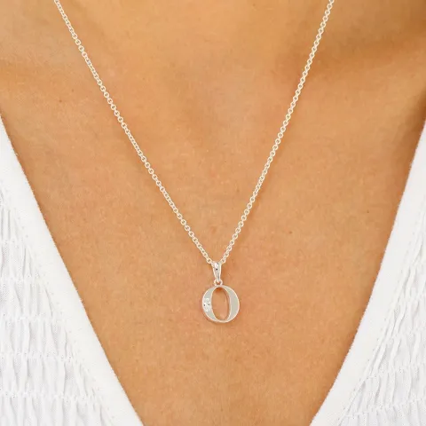 letter o zirkoon hanger in zilver