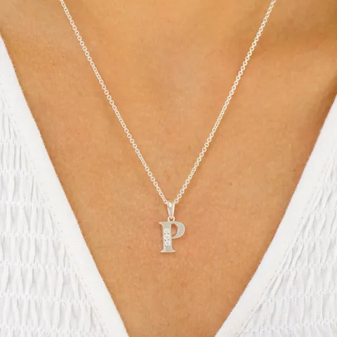 letter p zirkoon hanger in zilver