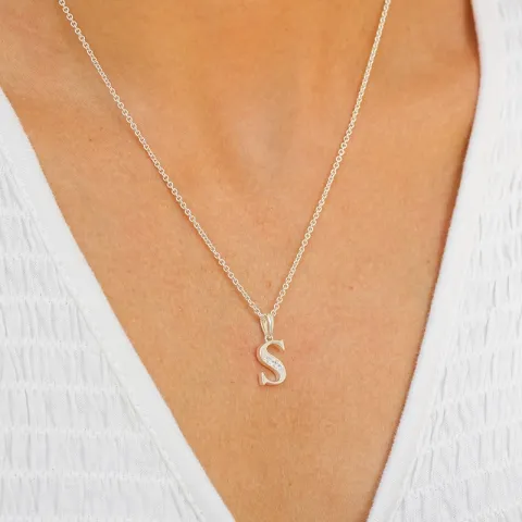 letter s zirkoon hanger in zilver
