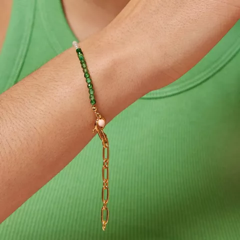 Enamel Gabriella armband in verguld sterlingzilver groen emaille oranje emaille