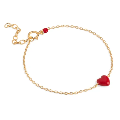 Enamel Amore hart armband in verguld sterlingzilver rode emaille