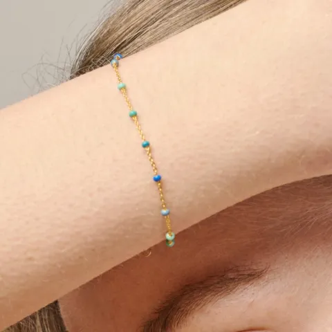 Enamel Lola Atlantic armband in verguld sterlingzilver blauwe emaille