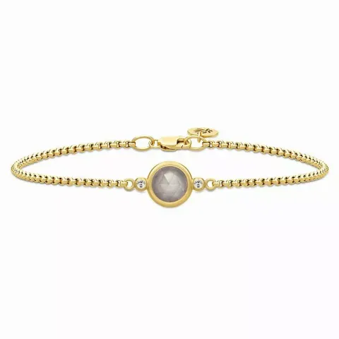 Julie Sandlau armband in zilver met 22 karaats verguldsel grijs maansteen witte zirkoon