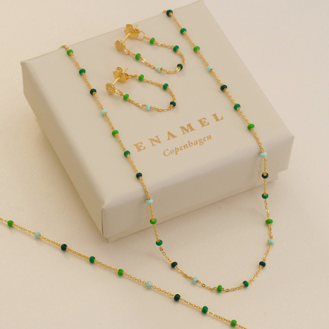 Enamel Lola Spring ketting oorbellen in verguld sterlingzilver groen emaille