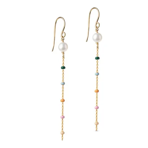Enamel Lola Perlita ketting oorbellen in verguld sterlingzilver veelkleurig emaille