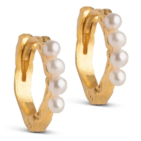 10 mm Enamel Paula Pearl creool in verguld sterlingzilver