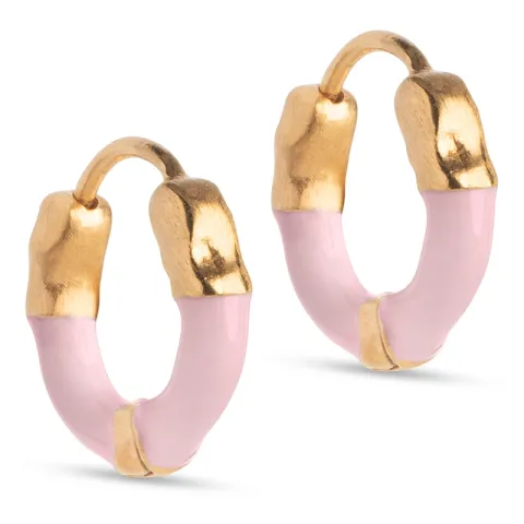 Enamel Lina small creool in verguld sterlingzilver roze emaille