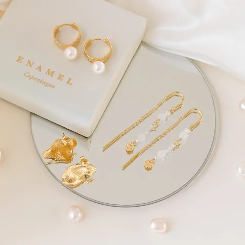 Enamel Sofia ketting oorbellen in verguld sterlingzilver