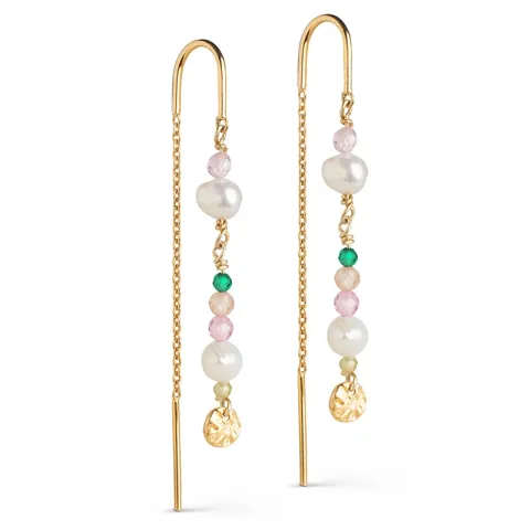 Enamel Sofia roze ketting oorbellen in verguld sterlingzilver kleurig  emaille