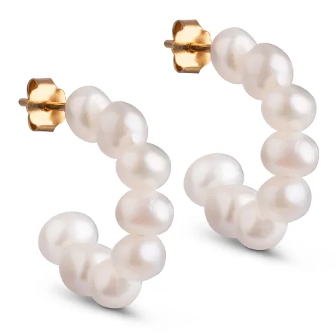Enamel Pearlie Chunky halfcreool in verguld sterlingzilver
