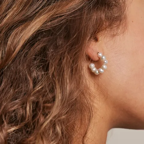 Enamel Pearlie Chunky halfcreool in verguld sterlingzilver