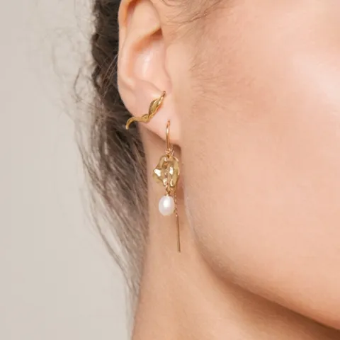 Enamel Kai Pearl parel ketting oorbellen in verguld sterlingzilver