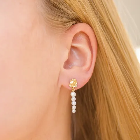 Enamel Malaika parel oorbellen in verguld sterlingzilver