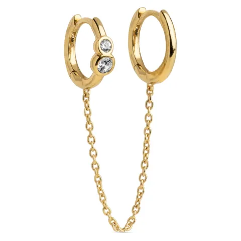 Enamel Nova Chain One Piece ketting oorbellen in verguld sterlingzilver witte zirkoon