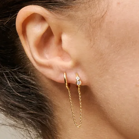 Enamel Nova Chain One Piece ketting oorbellen in verguld sterlingzilver witte zirkoon