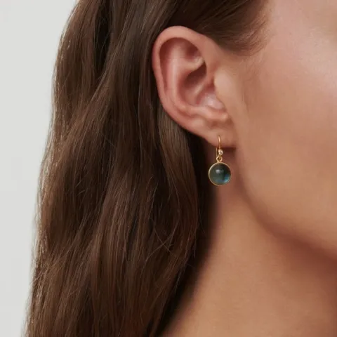 Julie Sandlau Prime blauwe oorbellen in verguld sterlingzilver blauwe kristal witte zirkoon