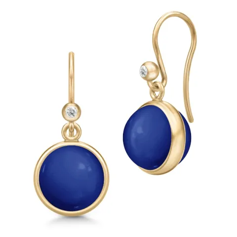 Julie Sandlau Prime blauwe lapis kristal oorbellen in verguld sterlingzilver donkerblauw kristal witte kristal