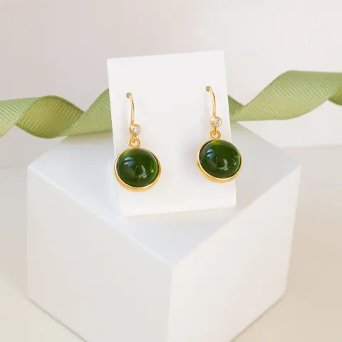 Julie Sandlau Prime groene kristal oorbellen in verguld sterlingzilver
