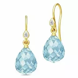 Julie Sandlau druppelvormig blauwe kristal oorbellen in verguld sterlingzilver blauwe kristal witte zirkoon