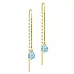 lange Julie Sandlau Evening Dew druppelvormig blauwe kristal oorbellen in verguld sterlingzilver blauwe kristal