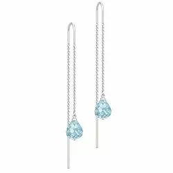 Julie Sandlau Evening Dew lange kristal oorbellen in satijn gerodineerd sterling zilver blauwe kristal