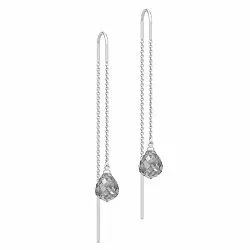 Julie Sandlau Evening Dew lange kristal oorbellen in satijn gerodineerd sterling zilver grijs kristal