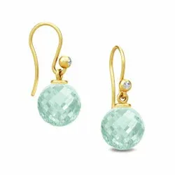 Julie Sandlau Globe groene oorbellen in verguld sterlingzilver lichtgroene kristal witte zirkoon