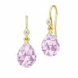 Julie Sandlau paarse kristal oorbellen in verguld sterlingzilver paarse zirkoon witte zirkoon