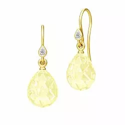 Julie Sandlau geel kristal oorbellen in verguld sterlingzilver gele kristallen witte zirkonen