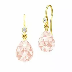 Julie Sandlau Ballerina druppelvormig kristal oorbellen in verguld sterlingzilver perzikkleurige kristal witte zirkoon