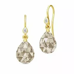 Julie Sandlau Ballerina druppel rookkleurige kristal oorbellen in verguld sterlingzilver rookkleurige kristal witte zirkoon