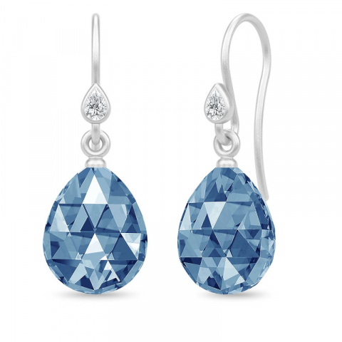 Julie Sandlau kristal oorbellen in zilver blauwe kristal witte zirkoon