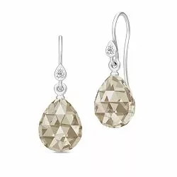Julie Sandlau Ballerina druppelvormig rookkleurige oorbellen in satijn gerodineerd sterling zilver rookkleurige kristal witte zirkoon