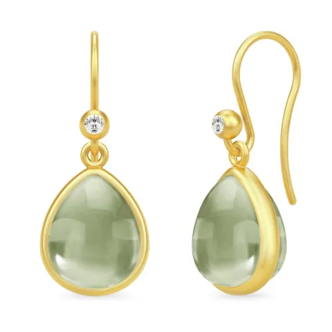 Julie Sandlau Paloma oorbellen in verguld sterlingzilver groen kristal witte zirkoon
