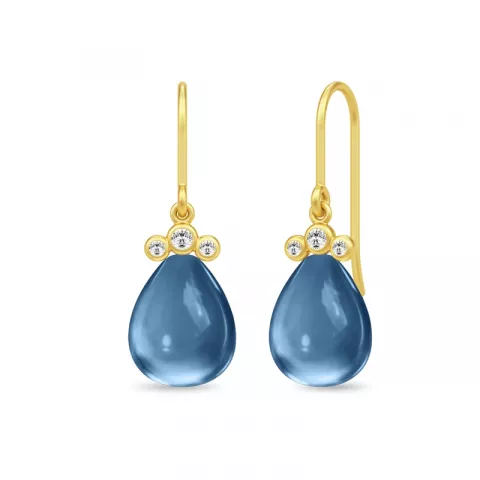 Julie Sandlau kristal oorbellen in verguld sterlingzilver blauwe kristal witte zirkoon