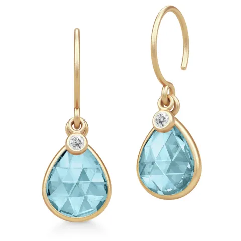 Julie Sandlau Leela oorbellen in verguld sterlingzilver blauwe kristal witte zirkoon