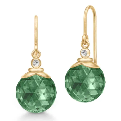 Julie Sandlau Berry groene oorbellen in verguld sterlingzilver groen kristal witte zirkoon