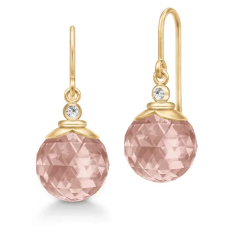 Julie Sandlau Berry roze oorbellen in verguld sterlingzilver roze kristal witte zirkoon