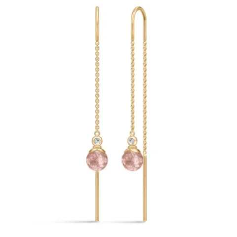 Julie Sandlau Berry roze ketting oorbellen in verguld sterlingzilver roze kristal witte zirkoon