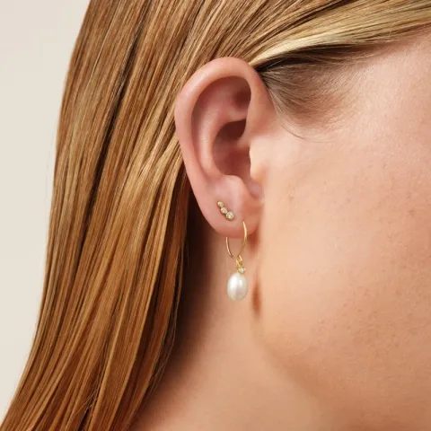 Julie Sandlau June oorbellen in verguld sterlingzilver witte zirkoon