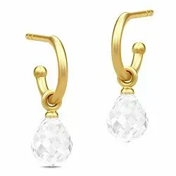17 mm Julie Sandlau Evening Dew druppel kristal halfcreool in verguld sterlingzilver witte kristal