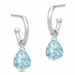 Julie Sandlau Evening Dew druppelvormig kristal halfcreool in satijn gerodineerd sterling zilver blauwe kristal