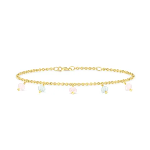ID Fine IDB013GDBLUE/ROSE Ibiza armband in verguld sterlingzilver roze kwarts blauwe aquamarijn