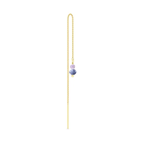 ID Fine IDE023GDPURPLE Ibiza 1/2 paar oorbellen in verguld sterlingzilver blauwe ioliet paarse amethist
