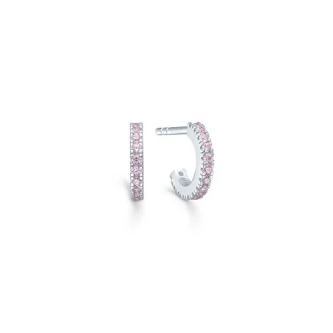 ID Fine Simplicity mini hoops in zilver roze zirkoon