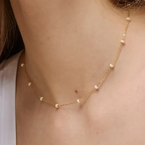 Enamel Lola Bold Daisy ketting in verguld sterlingzilver witte emaille