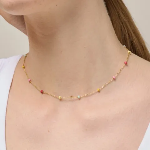Enamel Lola Bold Rainbow ketting in verguld sterlingzilver veelkleurig emaille