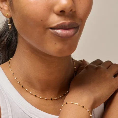 Enamel Lola Salt’n’Pepper ketting in verguld sterlingzilver