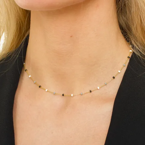 Enamel Lola Salt’n’Pepper ketting in verguld sterlingzilver